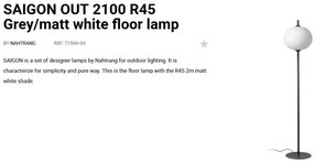 Lampa de podea iluminat exterior decorativ SAIGON 210/R45 gri/alb opal
