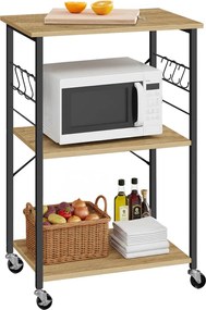 Masuta pe roti cu 3 rafturi TAYLOR ARTISAN 60x40 cm