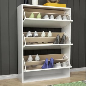 Pantofar in 3 usi, alb 113x70x24 cm