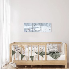 Tablou cu lebăde (cu ceas) (90x30 cm)