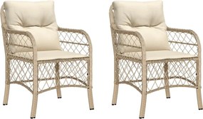 vidaXL Fotolii de grădină cu perne, 2 buc., bej, poliratan