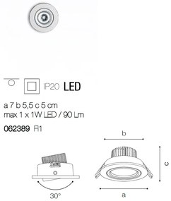 Set de 3 spoturi orientabile, incastrate diam.6,5cm, LED DELTA FI1 alb 062389