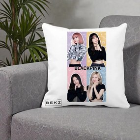 Perna Personalizata K-pop BLACKPINK Negru, 40x40 cm, Alba Mata, Husa Detasabila, Perna Inclusa, BEKZ®