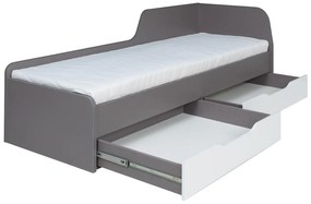 Pat de o persoană 80cm Irlam Z22 (gri + alb lucios) (cu somieră) (cu sp. depozitare). 1123850