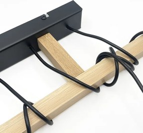 Lustră suspendată pe cablu LEANDRA, 5x E27, 15W, 230V, stejar/negru