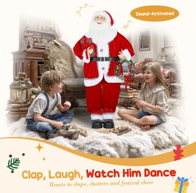 HOMCOM Moș Crăciun Animat, Cântăreț și Dansator Activare prin Sunet, 120 cm | Aosom Romania