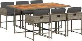 vidaXL Set mobilier de grădină cu perne, 7 piese, gri, poliratan