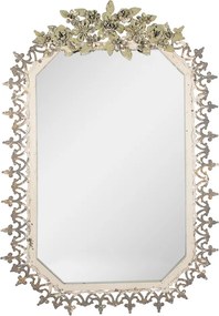 Oglinda de perete, bej, din metal, aspect vintage, 63x93 cm