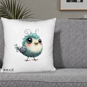 Perna Decorativa Pui Teal cu Aripioare Ornamentale, 40x40 cm, Alb Pufos, Husa Detasabila, Perna Inclusa, BEKZ®