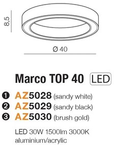 Lustra LED aplicata design slim circular MARCO TOP 40 3000K WH