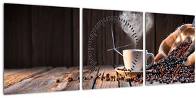 Tablou - Timp pentru cafea (cu ceas) (90x30 cm)