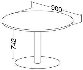 Masa de intalnire ProOffice, diametru 90 cm, nuc