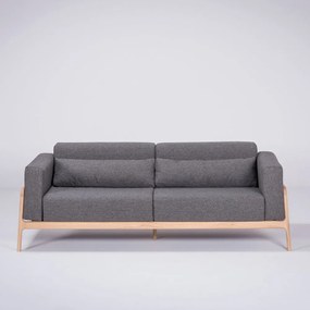 Canapea cu structură din lemn de stejar Gazzda Fawn, 210 cm, gri închis