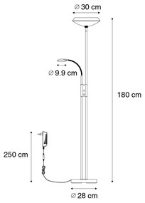 Lampă de podea bronz inclusiv LED și dimmer cu lampă de citit - Fez