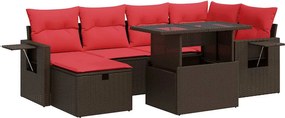 vidaXL Set canapele grădină perne 7 piese maro, poliratan/lemn acacia