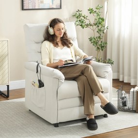 HOMCOM Fotoliu relax electric masaj și încălzire, fotoliu inclinabil, suport pentru picioare, motor silențios, 82x99x106cm, crem | Aosom Romania