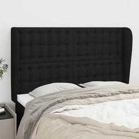 3118390 vidaXL Tăblie de pat cu aripioare, negru, 147x23x118/128 cm, textil