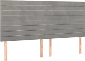 vidaXL Tăblie de pat gri deschis 180x5x118/128 cm catifea