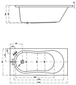 Cada baie incastrata Cersanit Nike, 150 x 70 cm, dreptunghiulara, alb lucios 1500x700 mm