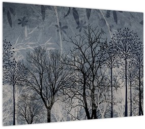 Tablou - Siluetă copac și frunze (70x50 cm)