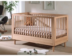 Pătuț în culoare naturală din lemn de stejar 70x140 cm Forrest – Vipack