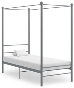 vidaXL Cadru de pat cu baldachin, gri, 90x200 cm, metal