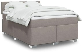 vidaXL Pat box spring cu saltea, gri taupe, 160x200 cm material textil