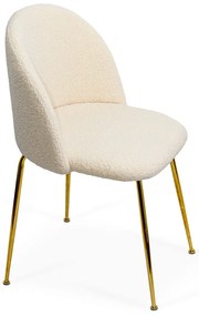 Scaune living bej din boucle cu cadru metalic auriu BUC 284