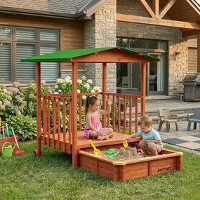 Groapa cu nisip cu verandă SUNNY, 130x130x143cm, maro/verde Jurhan