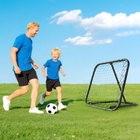HOMCOM Rețea de Ricoșeu pentru Fotbal, Rețea de Fotbal Ricoșeu și Pliabilă cu Unghi Reglabil în Metal, pentru Antrenament Baseball și Volei, 78x84x65-78 cm, Negru | Aosom Romania