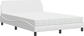 vidaXL Pat cu saltea, Dover, alb, 140x200 cm, piele ecologică