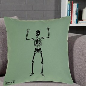 Perna Decorativa Halloween Schelet Dansator, 40x40 cm, Verde, Husa Detasabila, Perna Inclusa, BEKZ®
