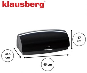 Cutie pentru paine Klausberg KB 7931, 45 cm, Maner ergonomic, Metal, Negru