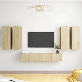Set de dulapuri TV, 6 piese, stejar sonoma, PAL Stejar sonoma, 30.5 x 30 x 90 cm, 6