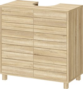 HOMCOM Dulap sub lavoar cu poliță reglabilă, uși cu lamele și deschidere prin presiune pentru lavoar cu piedestal sau perete | Aosom Romania