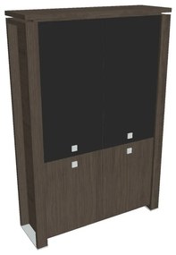 Dulap înalt Verno+ 140 x 46 x 210 cm, uși combinate, stejar antracit / negru