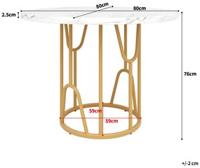 Masă rotundă pentru 4 persoane, Alb+Auriu | Aosom Romania