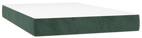 Pat box spring cu saltea, verde inchis, 120x200 cm, catifea Verde inchis, 120 x 200 cm, Benzi orizontale