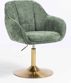 HR2055N Scaun Verde Salvie Grid Premium cu Bază Aurie