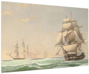 Tablou - Fitz Henry Lane, The United States Frigate President Engaging the British Squadron, reproducere (90x60 cm)