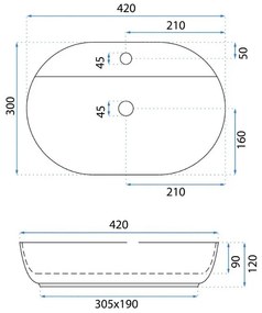 Lavoar pentru blat REA Aura 42