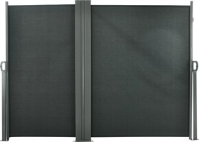 Outsunny Perdea Laterală Retractabilă cu Mâner, Paravan din Metal și Poliester 180 g/m², Anti-UV, pentru Intimitate Exterior, pentru Balcon Grădină, 600x180 cm, Gri | Aosom Romania