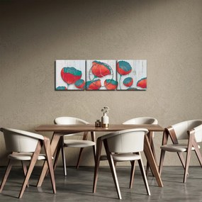 Tablou - Maci de câmp - petrol (cu ceas) (90x30 cm)