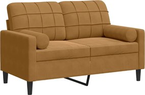 vidaXL Canapea cu 2 locuri cu pernuțe, maro, 120 cm, catifea