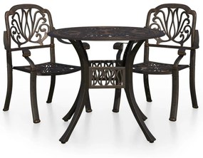 Set mobilier bistro, 3 piese, bronz, aluminiu turnat Bronz, 3