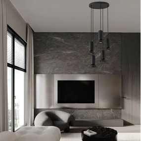 Lustra cu 5 pendule ceramica neagra PARLO