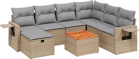 vidaXL Set canapele de grădină, 8 piese, cu perne, bej, poliratan