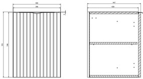 Set dulap baie suspendat 2 sertare si lavoar inclus 100 cm, dulap baie suspendat si dulap baie tip coloana, culoare fjord mat, Cersanit Tirso