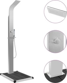 vidaXL Duș de exterior cu cădiță, WPC și oțel inoxidabil