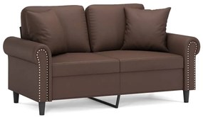 3153169 vidaXL Canapea cu 2 locuri, perne&pernuțe maro 120 cm piele ecologică